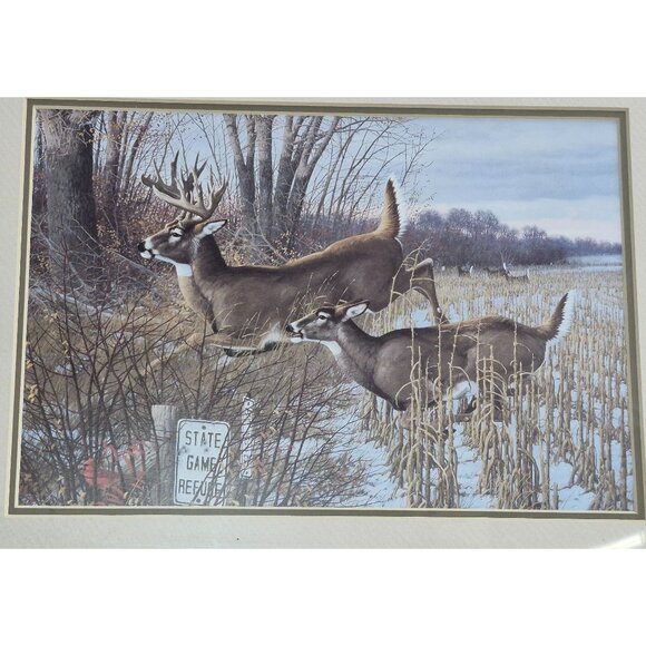 Framed Deer Buck Cabin Decor Wildlife Print - Picture 2 of 6